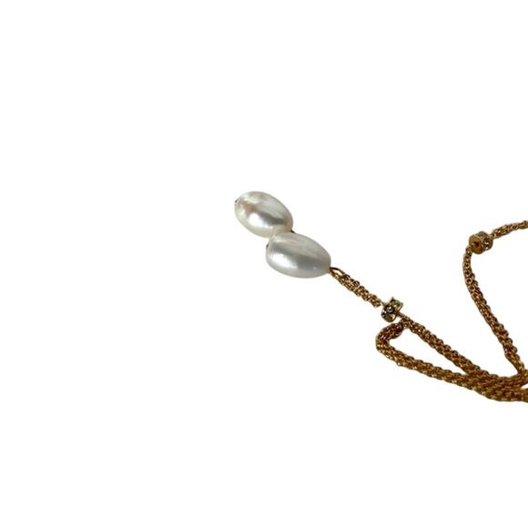 NWT Freshwater Pearl Crystal‎ Lariat Necklace Bridal Sparkle Dainty Drop Elegant - Picture 4 of 4